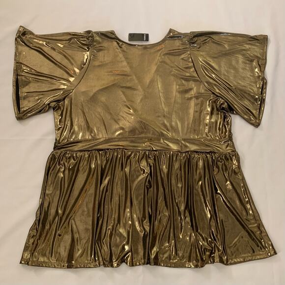 3X-TORRID Women’s Liquid Gold Shine Surplice Split Sleeve Peplum Top Sz 3X… - Picture 9 of 12